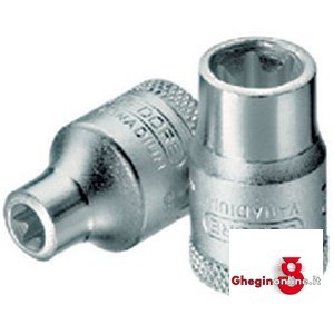 CHIAVI A BUSSOLA ATT. 3/8 DIN 3120 - ISO 1174 CON POLIGONO INTERNO TORX; LUNGH. MM 28 952ST 14 BUSSOLE TORX E ATT.3/8 sockets Orig. Gedore