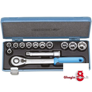 CHIAVI A BUSSOLA IN SERIE CONTENUTO 13 UTENSILI 957GA SR. CH. A BUSSOLA 1/2 sockets sets Orig. Gedore