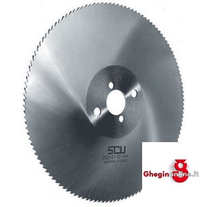 SEGHE CIRCOLARI PER TRONCATRICI HSS DENTATURA PER PROFILATI L T Z E PER TUBI (PASSO MM 4) 9591 350 SEGHE CIR.xTRONCATRICI metal-cutting circular saw blades for cutting-off-machines Prod. SCU