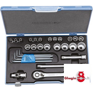 CHIAVI A BUSSOLA IN SERIE CON 32 UTENSILI 969GA SR. CH. A BUSSOLA 1/2 sockets sets Orig. Gedore