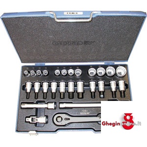 CHIAVI A BUSSOLA POLIGONALI IN SERIE CONTENUTO 27 UTENSILI 969GD SR. CH. A BUSSOLA 1/2 sockets sets Orig. Gedore