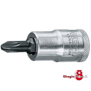 CHIAVI A BUSSOLA ATT. 1/2 DIN 3120 - ISO 1174 TIPO A CACCIAVITE A CROCE PHILLIPS; LUNGH. MM 60 969RF 4 BUSSOLE MASCH.ATT.1/2 sockets Orig. Gedore