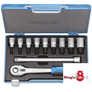 ASSORTIMENTI CHIAVI A BUSSOLA 1/2 PER VITI CON ESAGONO INTERNO E CRICCHETTO 972GD SR. CH. A BUSSOLA 1/2 sockets sets Orig. Gedore