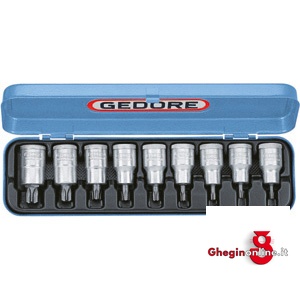 ASSORTIMENTI CHIAVI A BUSSOLA 1/2 PER POLIGONO INTERNO TORX 9 PEZZI 972GH SR. CH. A BUSSOLA 1/2 sockets sets Orig. Gedore