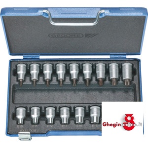 ASSORTIMENTI CHIAVI A BUSSOLA 1/2 PER POLIGONO INTERNO/ESTERNO TORX 972GK SR. CH. A BUSSOLA 1/2 sockets sets Orig. Gedore