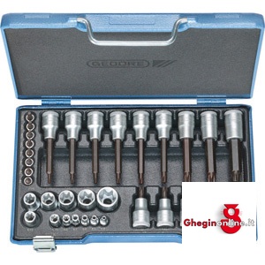 ASSORTIMENTI CHIAVI A BUSSOLA 1/4-1/2 PER POLIGONO INTERNO/ESTERNO TORX 972GK 3 SR. CH. A BUSSOLA 1/2 sockets sets Orig. Gedore