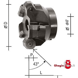 PORTAINSERTI PER FRESATURA A FISSAGGIO MECCANICO PER SPIANATURA E COPIATURA A 43° 9845H 3 PORTINS. PER FRESATURA milling tool holders Prod. SCU