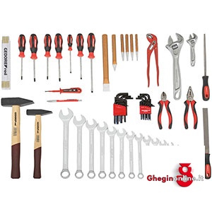 ASSORTIMENTI DI 59 UTENSILI PER MECCANICI,RIPARATORI,MANUTENTORI 985G 1 ASS. DI UTENSILI tools sets Orig. Gedore red
