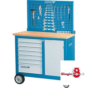 CARRELLI A BANCO: COMBINAZIONE DI BANCO A CARRELLO ART 999GL E ARMADIO RIENTRANTE 999GP BANCHI A CARRELLO mobile work benches and tool trolleys Orig. Gedore