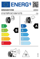 Pneumatici Furgone o Autocarro Pneumatici 4 stagioni BRIDGEST AL-EVO 215/70 R15 109/107S - immagine 2