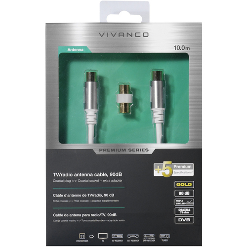 Vivanco 43155 cavo coassiale 10 m Bianco Cavi Antenna/Sat.