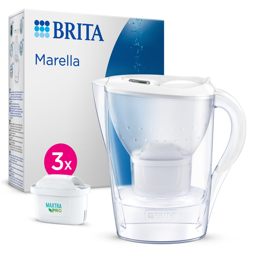 Brita Caraffa filtrante acqua Marella (2.4L) incl. 3 x filtri MAXTRA PRO All-in-1 che riduce cloro, calcare, PFAS e metalli - Eleganza e funzionalità
