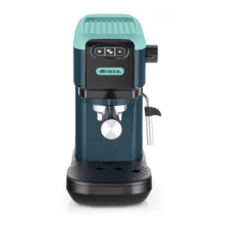 Ariete 1399 Macchina da caffè espresso Light Aquamarine, Per polvere e cialde ESE, 1300 W, Capacità 1,1L, 15 bar di pressione, Filtro 1, 2 tazze e cialda ESE, Cappuccino, Verde