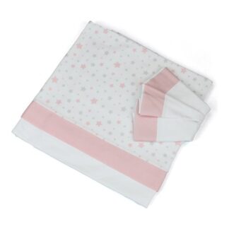 Set lenzuola lettino Set lenzuola lettino Baby Idea L2006RS STELLINE completo Rosa (ord.min.1.00 unità)
