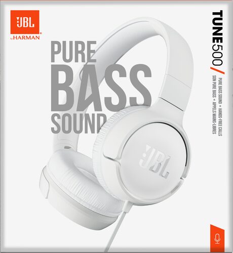 JBL Tune 500 Cuffie Cablato A Padiglione MUSICA Bianco Cuffie Filo con MIC
