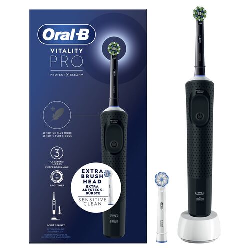 Oral-B Vitality Spazzolino Elettrico Ricaricabile Pro Nero, 2 testine Igiene orale