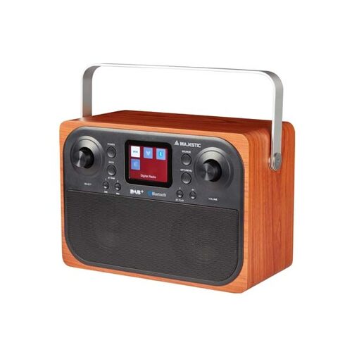 New Majestic RT-197 DAB Orologio Digitale Nero, Legno DAB+