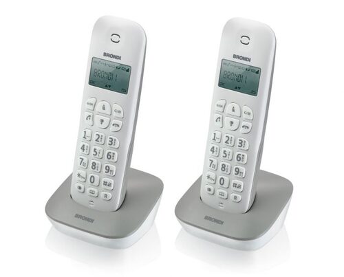 Brondi Gala Twin Telefono DECT Identificatore di chiamata Grigio, Bianco Cordless DUO