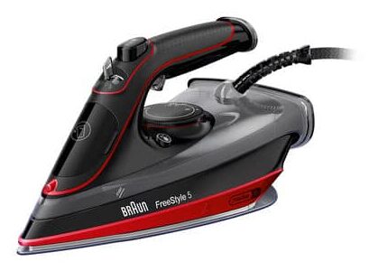 Braun TexStyle 5 - Ferro da stiro a vapore, Manico aperto ergonomico, FreeGlide3D, 2700W, 300ml, Rosso/Nero (SI5057RD) Ferro a vapore