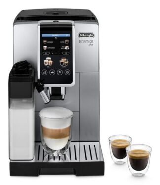 De’Longhi Dinamica Plus - Macchina Automatica per Caffè in Chicchi, 24 bevande one-touch, Argento/Nero (ECAM380.85.SB) Espresso automatica
