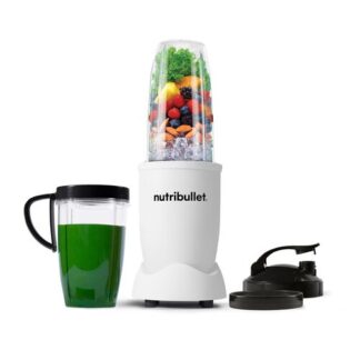 NutriBullet Pro – Frullatore Compatto e Potente, Estrattore di Nutrienti, Smoothie Maker, 900W, Bianco Opaco (NB907MAW) Frullatore