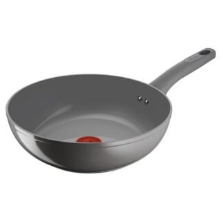Lagostina Risorsa Wok 28 cm, Rivestimento in Ceramica Antiaderente, Scorrevolezza Ottimale, Thermo-Signal, Induzione