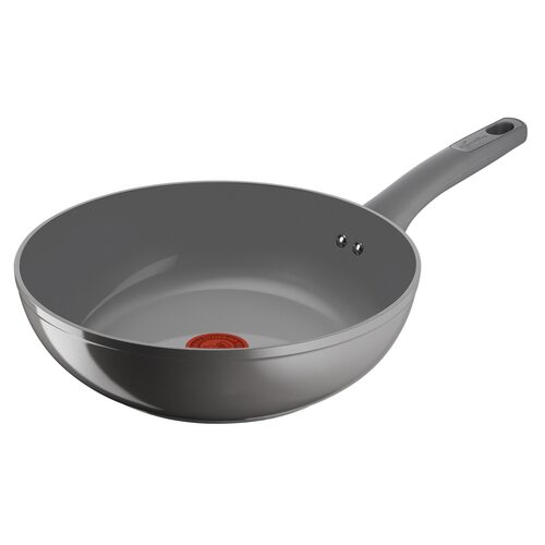 Lagostina Risorsa Wok 28 cm, Rivestimento in Ceramica Antiaderente, Scorrevolezza Ottimale, Thermo-Signal, Induzione