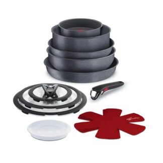 Lagostina Ingenio Mineralis Green Ingenio Mineralis, Set padelle 13 pezzi, Antiaderente, Manico rimovibile, Compatibile con Induzione e Gas