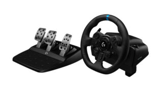 Logitech G Kit da corsa Logitech G923 SE: volante da corsa e pedali G923, TRUEFORCE, vera pelle + leva del cambio Driving Force - Per PS5, PS4, PC, Mac - Nero Volanti