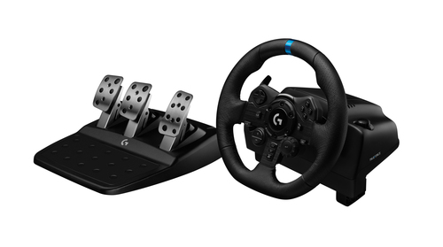 Logitech G Kit da corsa Logitech G923 SE: volante da corsa e pedali G923, TRUEFORCE, vera pelle + leva del cambio Driving Force - Per PS5, PS4, PC, Mac - Nero Volanti
