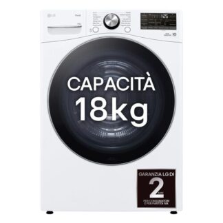 LG RH18U8AVCW Asciugatrice 18kg Pompa di calore DUAL Inverter Classe D, Motore Direct Drive, AI Dry, Wi-Fi, Bianca Kg.18
