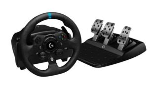 Logitech G Kit da corsa Logitech G923 SE: Volante da corsa e pedali G923, TRUEFORCE, vera pelle + leva del cambio Driving Force - Xbox X|S, Xbox One, PC, Mac - Nero Volanti