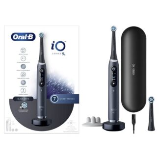 Oral-B iO Spazzolino Elettrico Ricaricabile 9S Nero, 2 Testine, 1 Custodia Da Viaggio Ricaricabile Igiene orale
