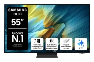 Samsung OLED AI TV 55" QE55S95FATXZT 4K, Processore NQ4 AI Gen3, 4K AI Upscaling Pro, Glare Free, OLED HDR Pro, Dolby Atmos & OTS+, Infinity One Design, Vision AI Smart TV, 2025 OLED 55" 4K SMART