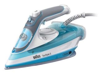 Braun TexStyle 5 - Ferro da stiro a vapore, Piastra con tecnologia FreeGlide3D, 2600W, 300ml, Bianco/Blu (SI5006BL) Ferro a vapore