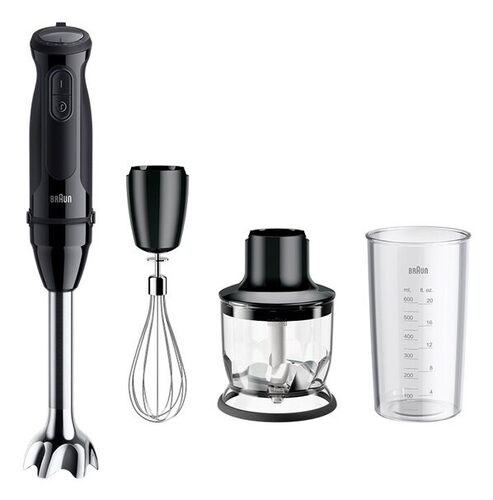 Braun MultiQuick 5 - Minipimer, Frullatore a immersione, con Tritatutto, 1000W, Nero (MQ.50202M) Mixer a immersione