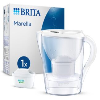 Brita Caraffa filtrante acqua Marella (2.4L) incl. 1 x filtro MAXTRA PRO All-in-1 che riduce cloro, calcare, PFAS e metalli - Eleganza e funzionalità Filtraggio Acqua