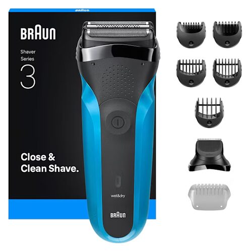 Braun Series 3 310BT Rasoio Trimmer Nero, Blu Rasoio Uomo