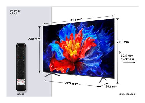 TCL P89K Serie Smart TV QLED 4K 55" 55P89K, 144Hz, audio Onkyo 2.1, Dolby Vision & Atmos, Google TV 55"4K SMART