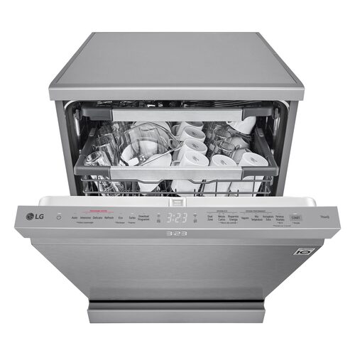 LG QuadWash DF587HVS Lavastoviglie libera installazione Serie 5, Classe A-10%, 14 coperti, Vapore, Wi-Fi, Grigia Standard 60 cm.