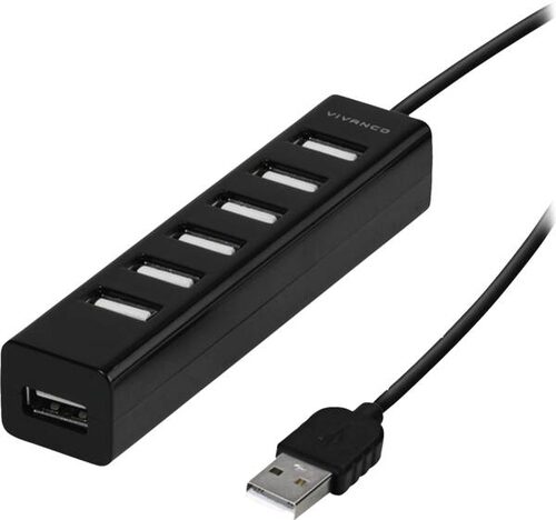 Vivanco VVITHUB20USB7IN1OUT hub di interfaccia USB 2.0 Type-A Nero USB Hub
