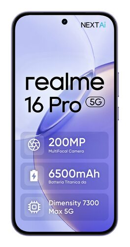 realme 16 Pro 17,3 cm (6.8") Doppia SIM 5G 8 GB 512 GB 6500 mAh Viola Smartphone 6,7" 5G