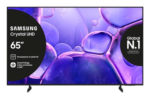 Samsung Crystal UHD 65" UE65U8000FUXZT 4K, Processore Crystal 4K, HDR, Smart Experience, OTS Lite & Adaptive Sound, Metal Stream Design, Smart TV, 2025 60"4K SMART