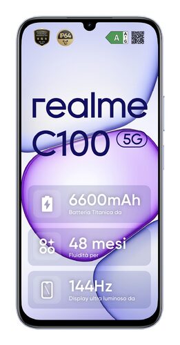realme C100 5G 17,3 cm (6.8") Doppia SIM Android 16.0 USB tipo-C 4 GB 256 GB 6600 mAh Viola Smartphone 6,8" 5G