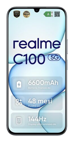 realme C100 5G 17,3 cm (6.8") Doppia SIM Android 16.0 USB tipo-C 4 GB 256 GB 6600 mAh Verde Smartphone 6,8" 5G