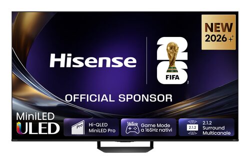 Hisense Smart TV MiniLED 165Hz 55" 4K 55U7S PRO, Schermo Anti-Riflesso, Dolby Atmos 2.1.2 By Devialet, VIDAA OS, Dolby Vision IQ, Native 165Hz Game Mode, 4 HDMI 2.1, Wifi, BT, AirPlay2, lativù 4K 55"4K SMART