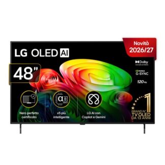 LG OLED AI 48'' Serie B6 OLED48B65LA, 4K, Nero perfetto, Dolby Vision, Processore α8 Gen3, 120Hz, G-Sync, SMART TV 2026 OLED 48" 4K SMART