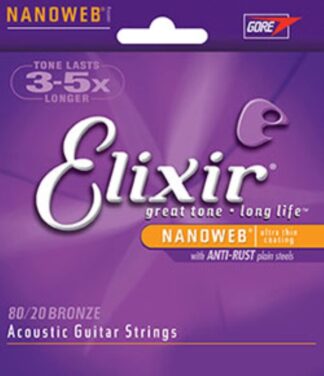 Muta corde chitarra acustica Muta corde chitarra acustica Elixir 11027 NANOWEB 80 20 Custom Light B (ord.min.1.00 unità)