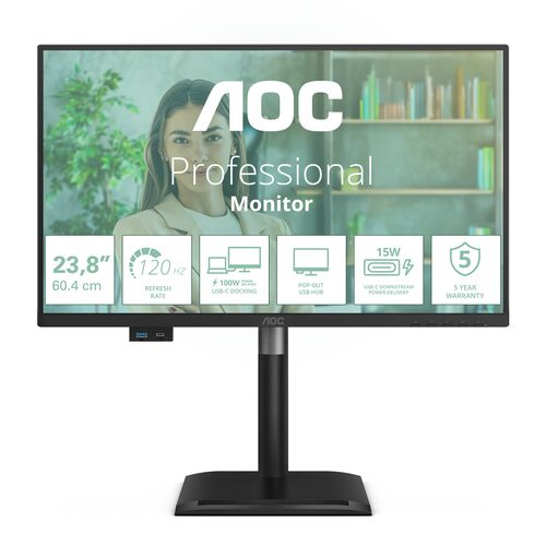 Monitor Monitor Aoc 24P4CV PROFESSIONAL Black (ord.min.1.00 unità) - immagine 2