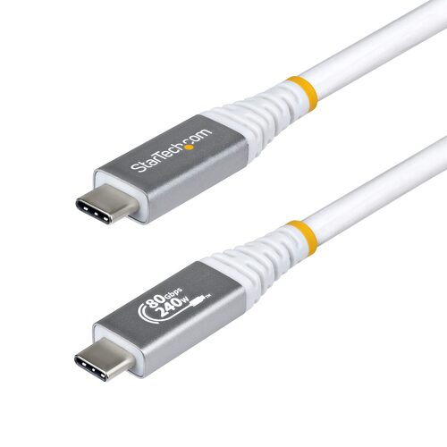 Cavo USB C Cavo USB C Startech.Com CC50CM80GUSB4CABLEW 240W USB4 White e Silver (ord.min.1.00 unità)